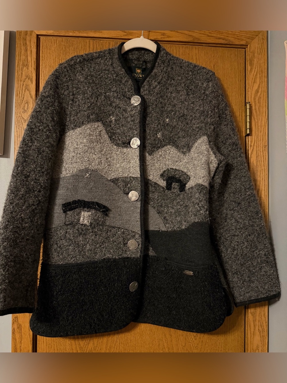 Giesswein Gray & Black Wool Blend Scenic Button Jacket